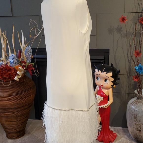 NWT Tahari Feather Trim Shift Dress - Picture 7 of 12